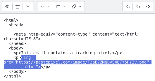 Email source with tracking pixel