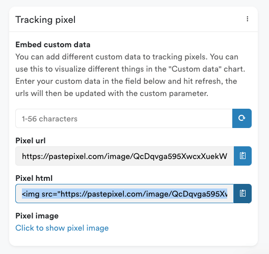 Tracking pixel URL and HTML-code