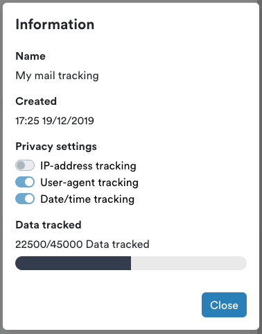 Mail tracking information Mail tracking information