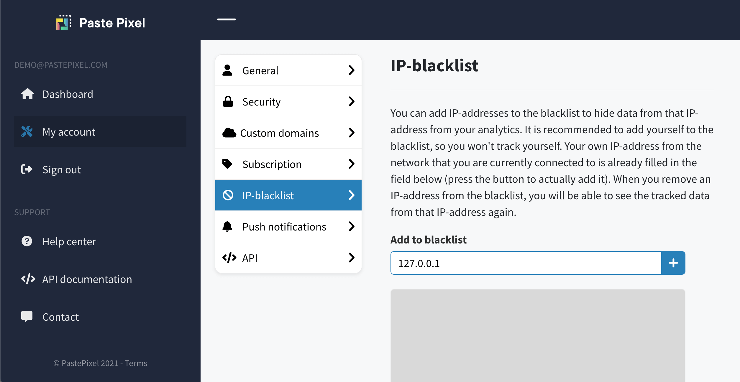 Add yourself to IP-blacklist via My Account