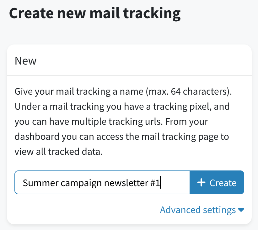 Create new tracking pixel